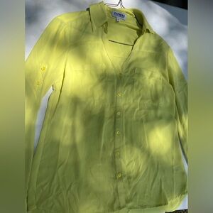 Express Bright Yellow Casual Button Down Shirt